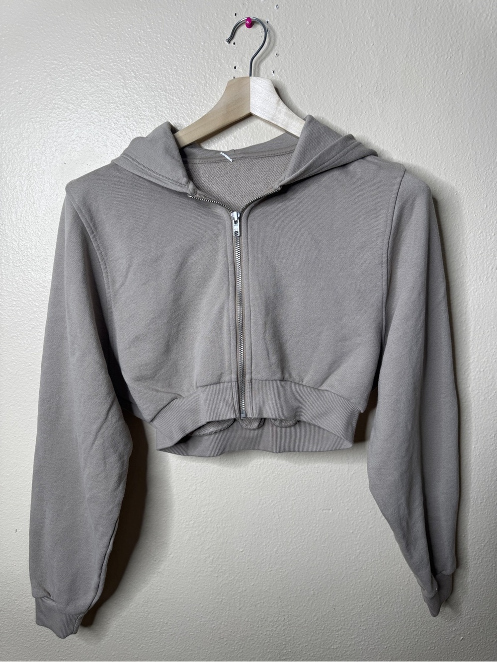 Alo Yoga Sweet Escape Zip Up Hoodie Womens M Taupe Gray Cropped Y2K